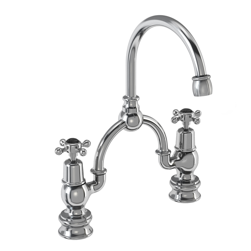 2 tap hole arch mixer with curved spout (230mm centres)